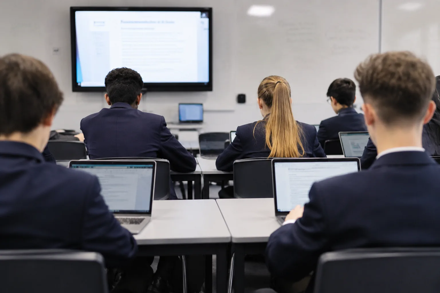 Claremont students using laptops in class